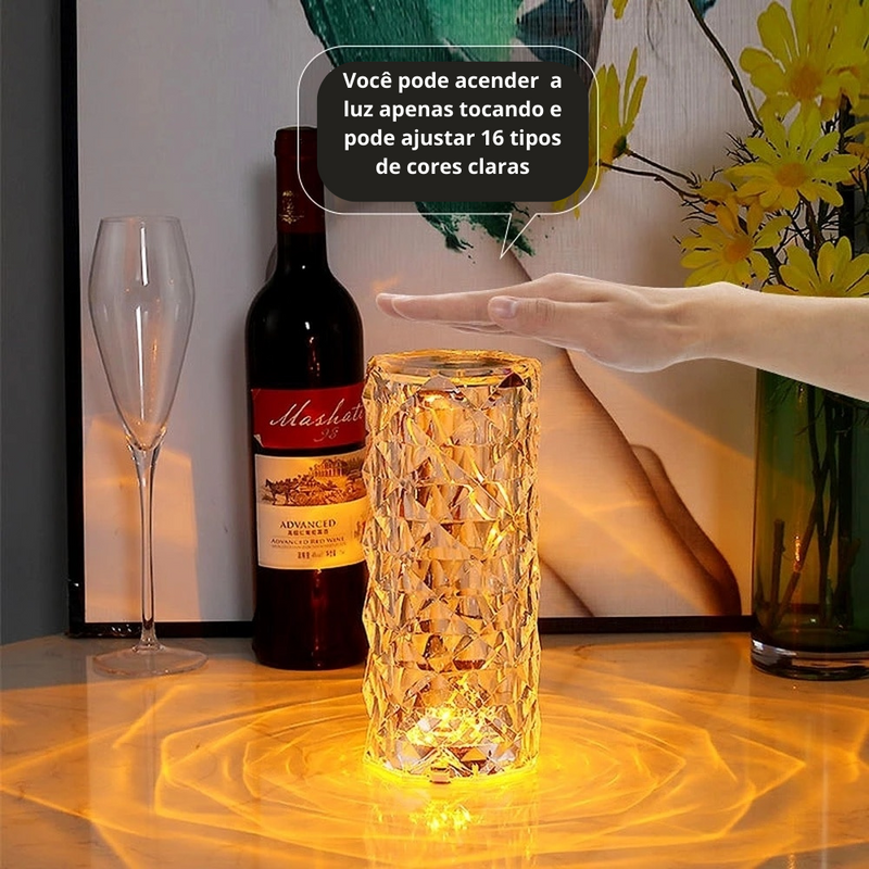 LopferShop® | Luminária Lumos com 16 Cores com Toque de Mudança de Cor de Cristal + Luz de Controle Remoto