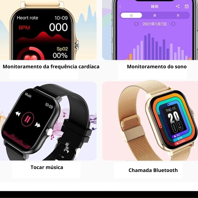 LopferShop® | Multifuncional - Smartwatch Monitor de Pessão Arterial